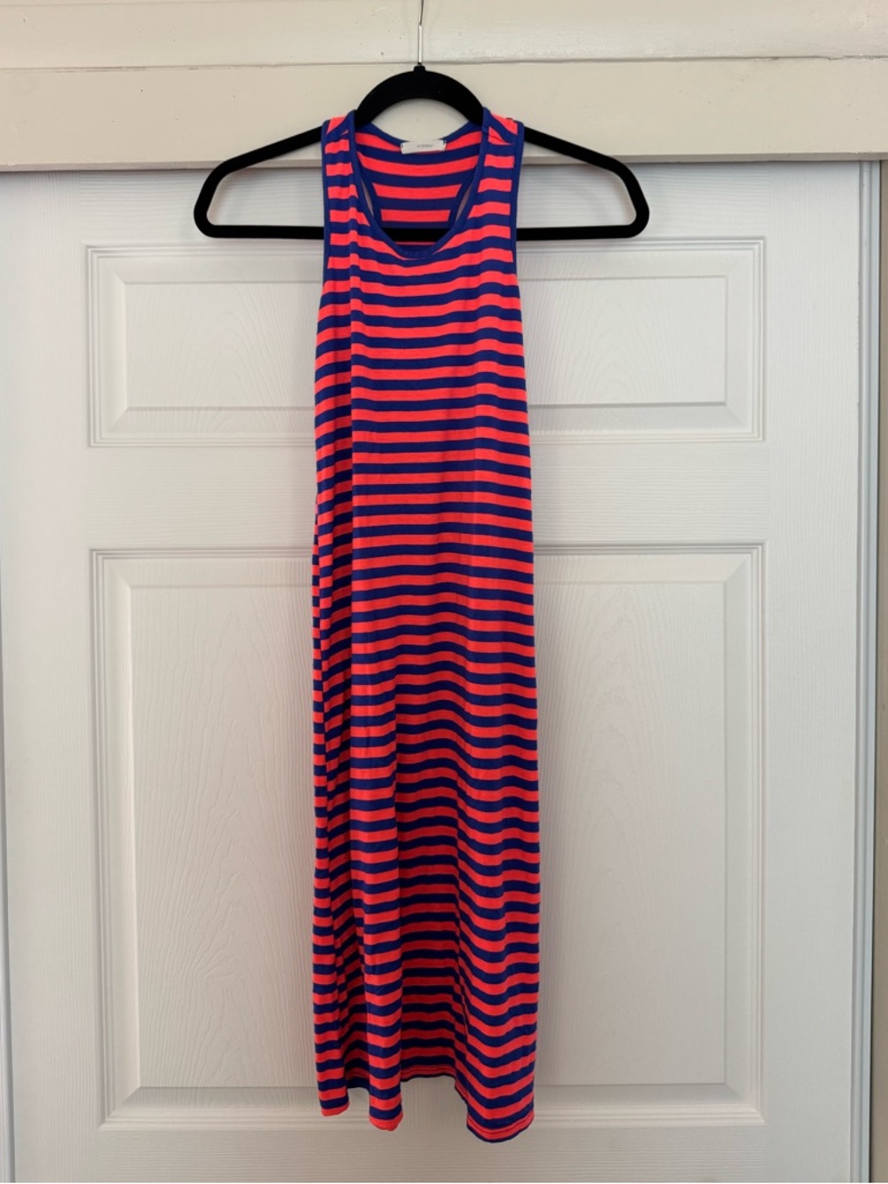 Soprano Navy and Coral Striped Maxi Midi Dress